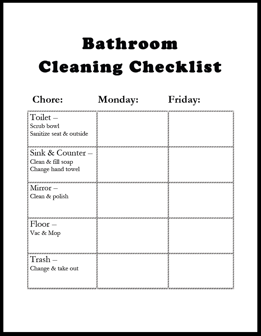 Custodian Checklist Chart